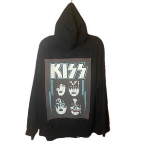 Envy Unisex Black Upcycled Kiss Zip Up Hoodie Size 3X
